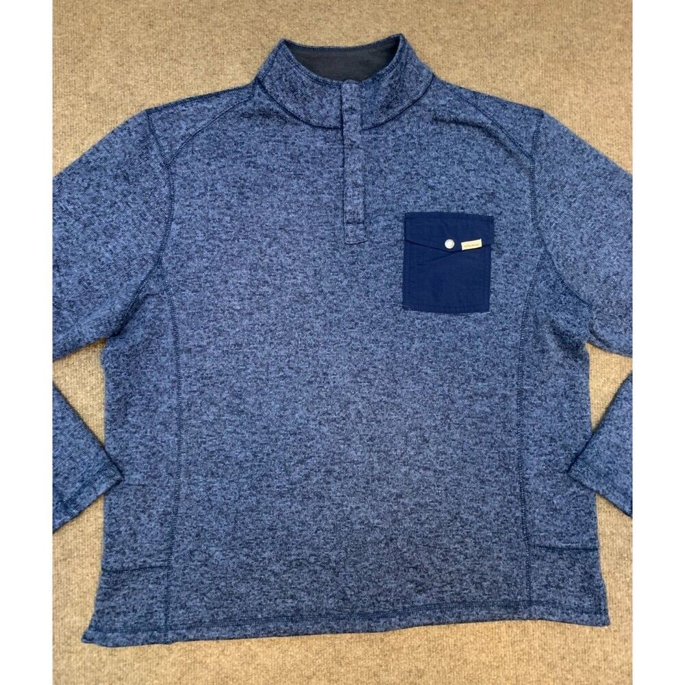 Woolrich Sweater Mens XL Long Sleeve Fleece Snap Henley Mock Neck Pocket